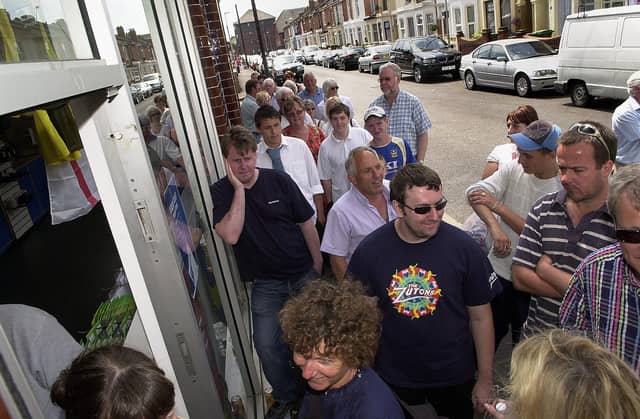 Excitement builds as these fans get close to getting their season tickets ahead of Pompey's 2006-07 season in the Premiership.