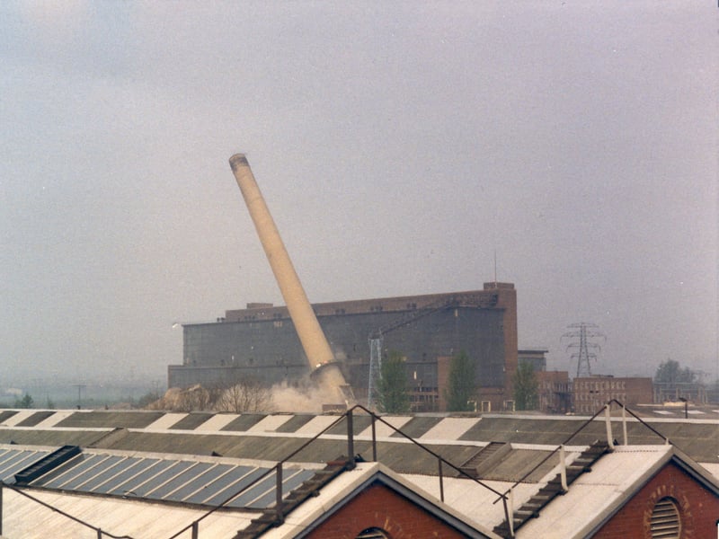 The demolition of Marshgate Power Station chimney in Doncaster