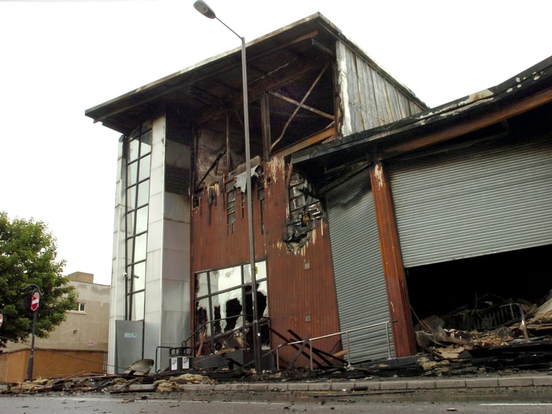 The famous Gatecrasher nightclub building in Sheffield awaiting demolition in June 2007, following a devastating fire