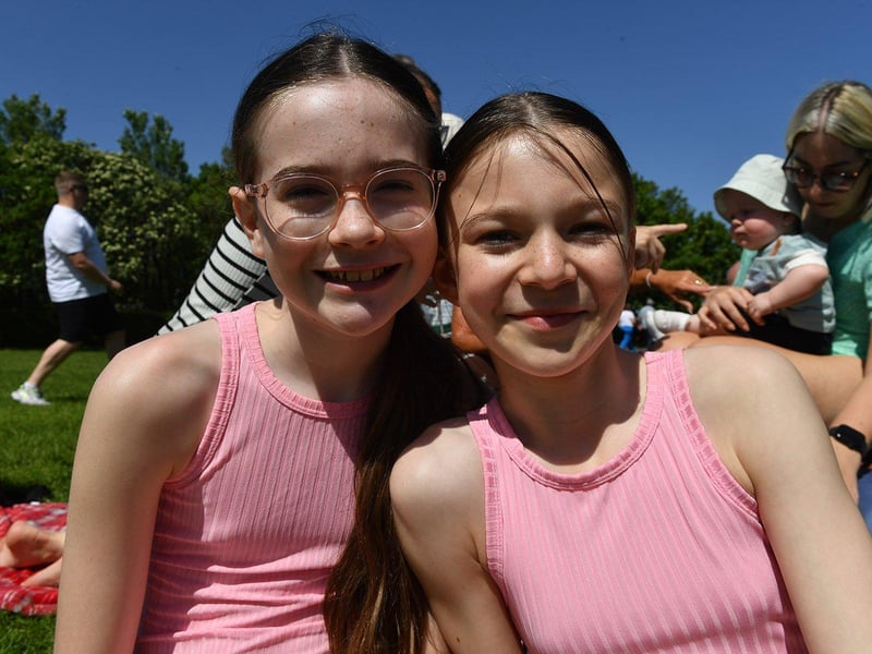 Leah and Milly enjoyed their bank holiday Monday afternoon in South Shields' Bents Park.