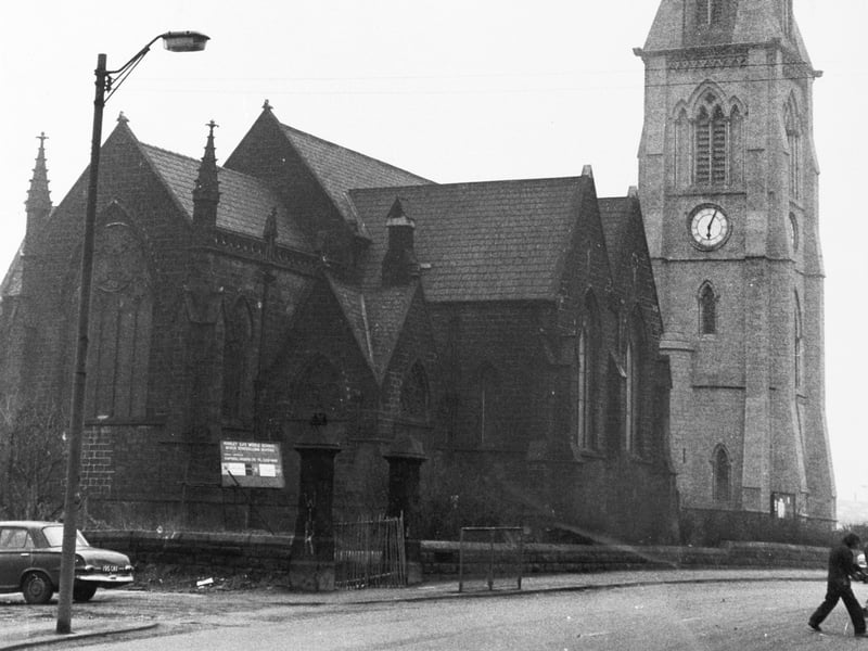 St Mary's Church, Hunslet, Leeds, pictured in February 1974, ahead of its demolition, with the clock tower to remain and become part of a new parish church