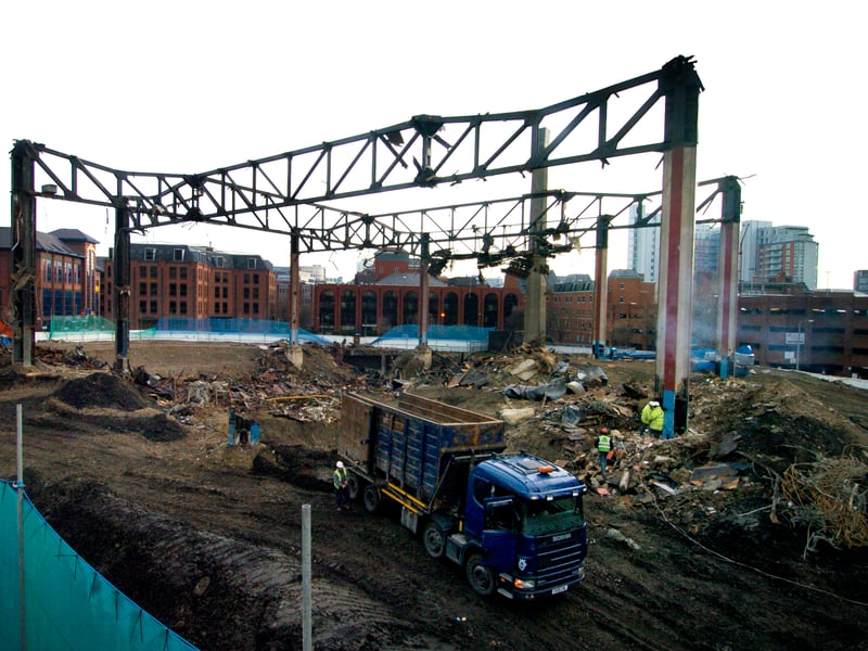 The former Leeds International Pool is demolished in December 2009