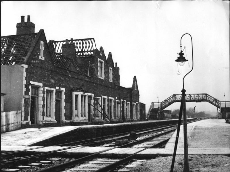 Monkhill Railway Station, Pontefract, pictured during demolition in February 1970