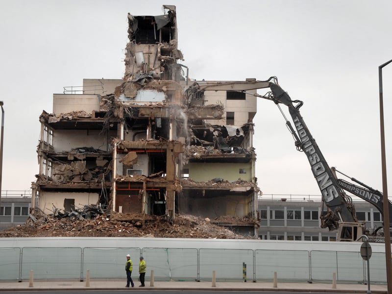 Barnsley College's Church street site is demolished in March 2009