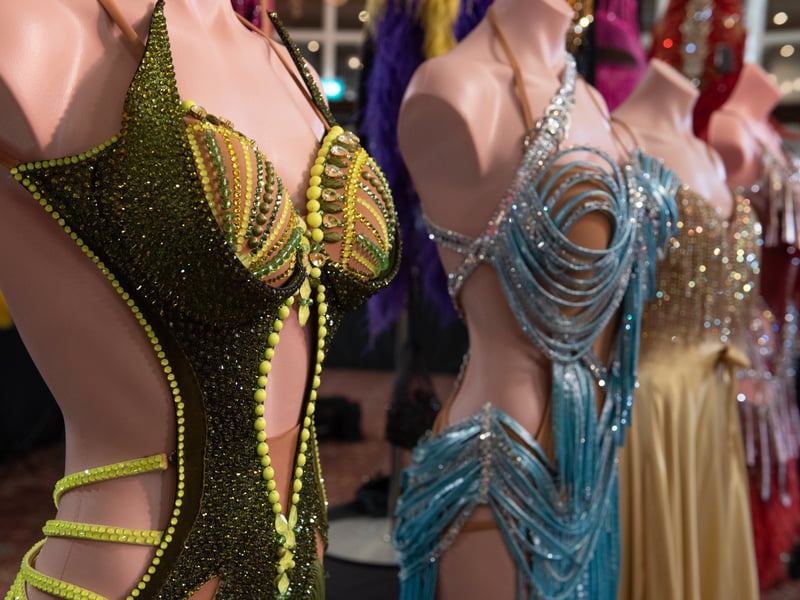 Chinese dress designer Michael Chen has an exhibition inside the Winter Gardens dance festival shopping area, as the Blackpool Dance Festival celebrates 100 years. Photo: Lucinda Herbert