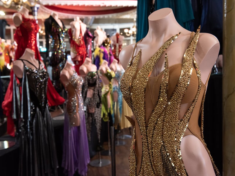 Chinese dress designer Michael Chen has an exhibition inside the Winter Gardens dance festival shopping area, as the Blackpool Dance Festival celebrates 100 years. Photo: Lucinda Herbert