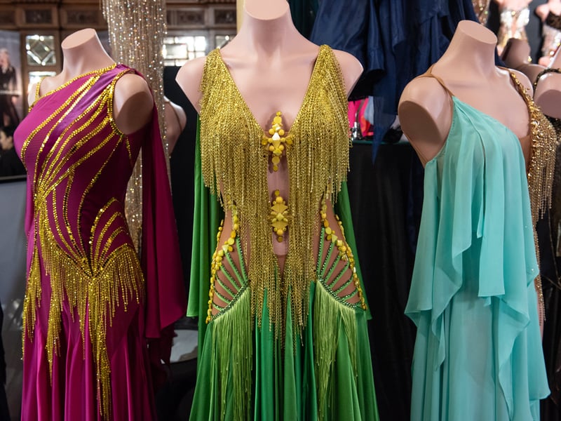 Chinese dress designer Michael Chen has an exhibition inside the Winter Gardens dance festival shopping area, as the Blackpool Dance Festival celebrates 100 years. Photo: Lucinda Herbert