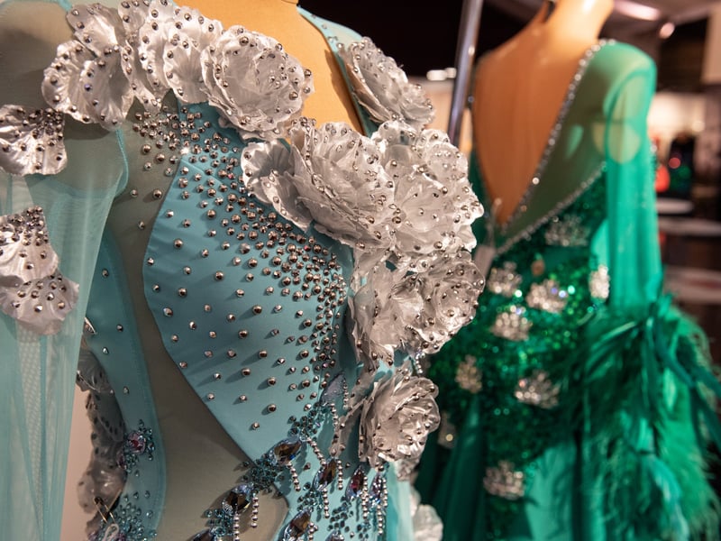 Chinese dress designer Michael Chen has an exhibition inside the Winter Gardens dance festival shopping area, as the Blackpool Dance Festival celebrates 100 years. Photo: Lucinda Herbert