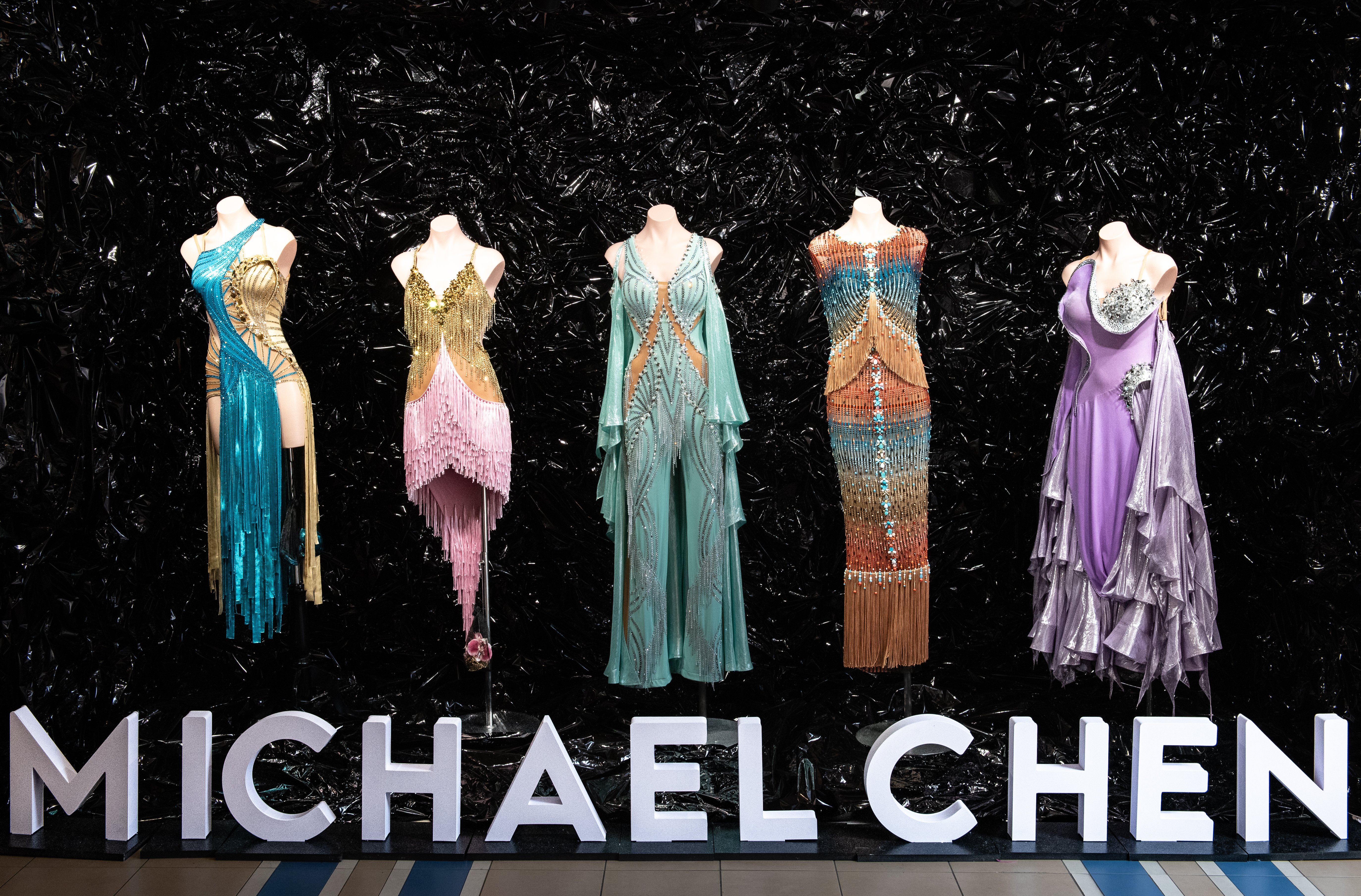 Chinese dress designer Michael Chen has an exhibition inside the Winter Gardens dance festival shopping area, as the Blackpool Dance Festival celebrates 100 years. Photo: Lucinda Herbert