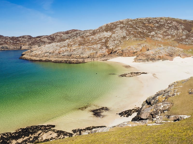 Regularly topping the list of Scotland's cleanest beaches, Achmelvich Beach is in the north west of Scotland, three miles north west of Lochinver, and accessed by a single track road. One happy visitor said: "This is an incredible beach that you must visit. It's one of the best beaches in the UK. It looks stunning during sunny days and is a perfect spot for paddleboarding or enjoying water activities."