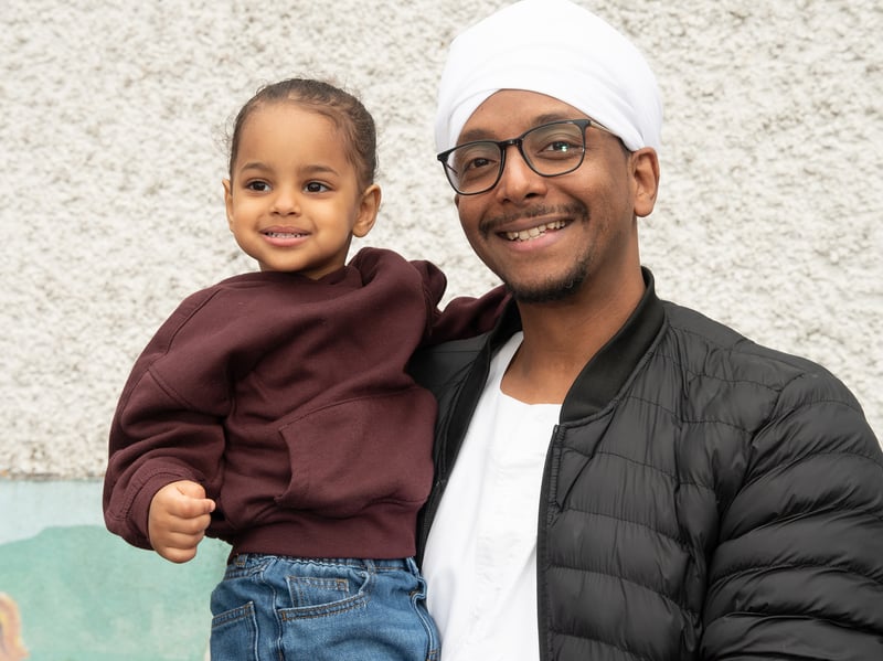 Tariq with his daughter Lana at Cultural Diversity Day at Castlebar Primary School.