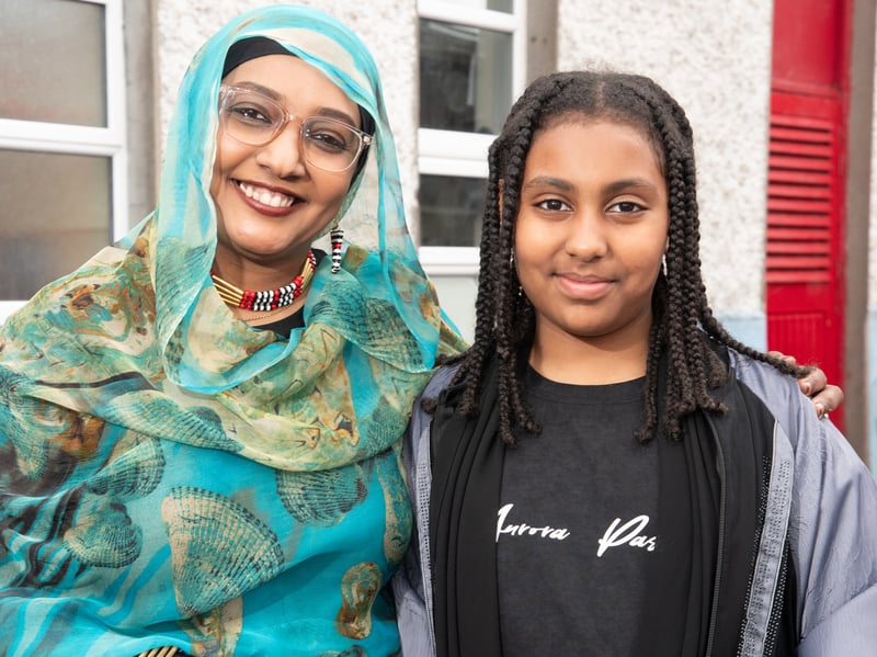 Areej with her daughter Fatima at Cultural Diversity Day at Castlebar Primary School. 
