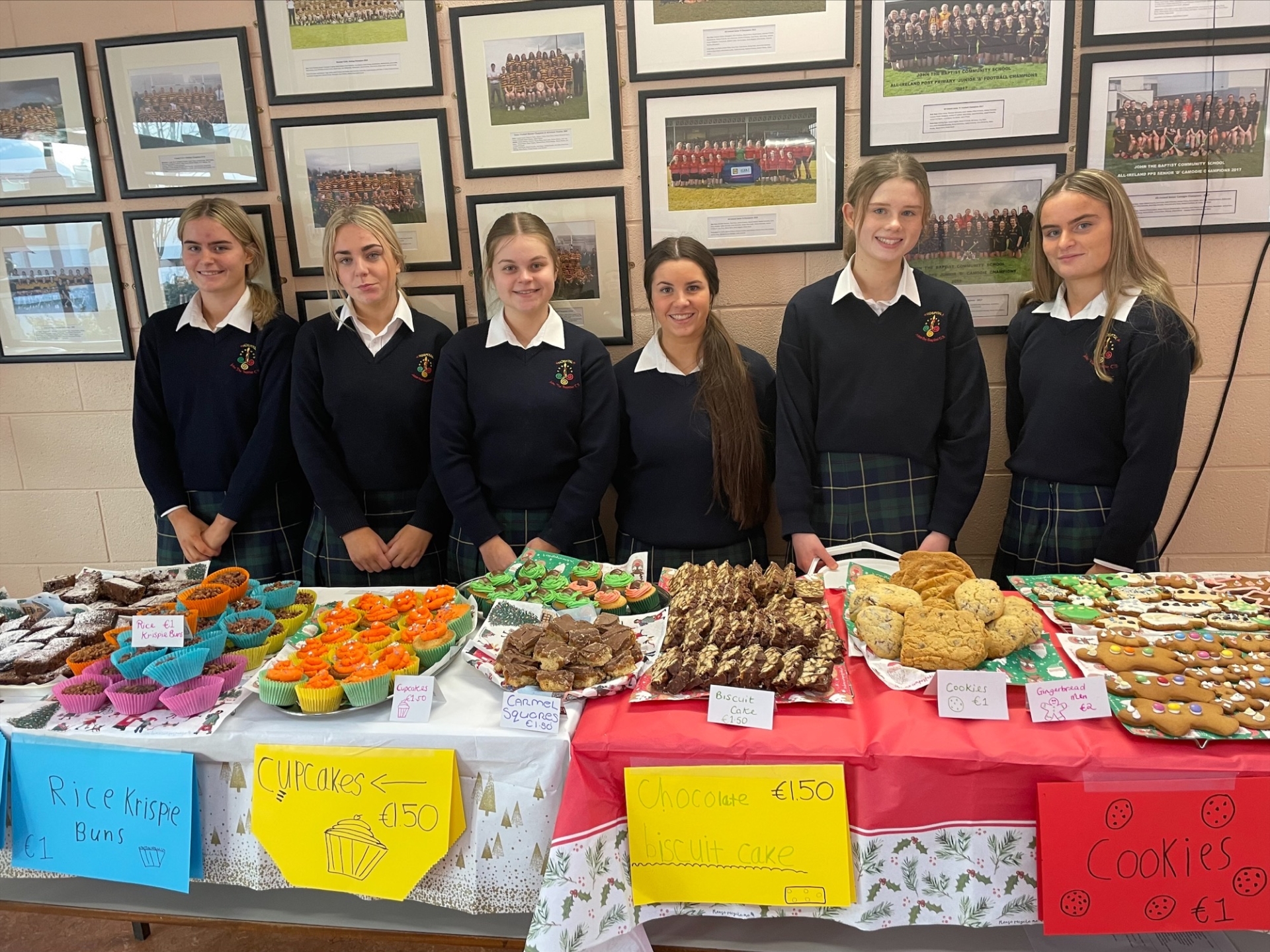 THE HALLS of John the Baptist Community School in Hospital once again were ringing with the sounds of generosity with the school embracing the Redemptorist Food Appeal drive in a truly inspiring fashion. The school has always been a firm supporter of this vital service, donating hundreds of items each year to help provide invaluable hampers to families in need across Limerick. During Covid, the school added the ability to donate online as well. Each year, the distinctive decorated food bins appear throughout the school, with students bringing in the required food items over the weeks running up to Christmas.  At the helm of this activity each year, are teachers Geraldine McNulty, Richelle Hurley and all of the Religion Department who drive this amazing Christmas activity forward with the aid of a dedicated and enthusiastic team of students. It is a huge undertaking, with a wonderful team of Fifth Year students linking with local shops, all staff reminding students of the importance of giving and many organising activities across the school to raise awareness and additional funds.  This year saw a full return to all aspects of the food appeal and the entire school community was involved as it celebrated Christmas Day at John the Baptist Community School. The day saw students donate and don Christmas jumpers and headgear, with Christmas music at lunchtime, and parents/guardians donating so generously online and to the food bins. Clodagh Costello and her TY students created an array of delectable, sweet treats for a festive bake sale, and Norita Ring organised an amazing staff raffle. The school's canteen, with its partner Mint Catering, served turkey and ham as part of their lunch menu. The student council also ran a very successful Santa's grotto, leading to huge excitement with First Year students.  El Gleeson, the schools' liaison officer with the food appeal, visited the school just before the school broke for the holidays and was thrilled to be presented with the funds collected in the school's