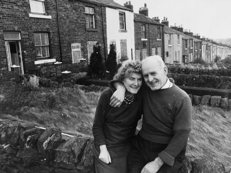 January 1975 and pictured are Charles Martin and his wife Annie, who lived at the end house on Long Row. The couple had lived longest in the street.