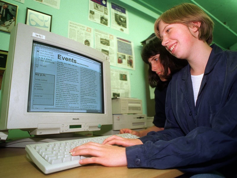 Pupils from Aireborough Youth Media designed a supplement your Yorkshire Evening Post. Pictured are Gemma Waite, left, and Sarah Lovett getting the project underway.