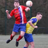 Dean Lydon in action for Knocknacarra FC in their Championship clash with St Bernard's earlier this season.