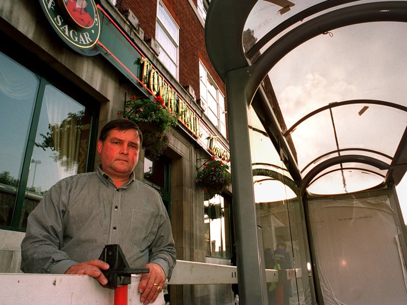 Laurie Graham, licensee of the Town Hall Tavern on The Headrow, was unhappy about a bus stop put up in front of his pub.