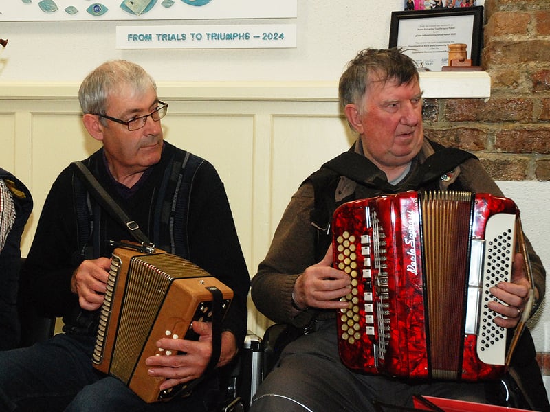 Musicians John Pardy and Peter Redmond brought the tunes for the May Rambling House session