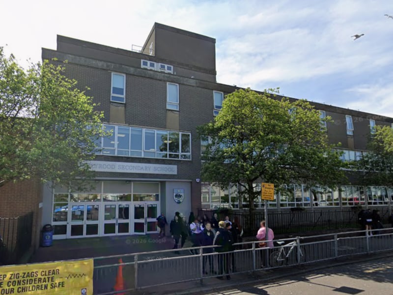 At Holyrood Secondary School 46 per cent of pupils leave with five Highers or more under their belt. The school has a roll of 2,298 pupils, 46 per cent of whom are said to be 'deprived'.
