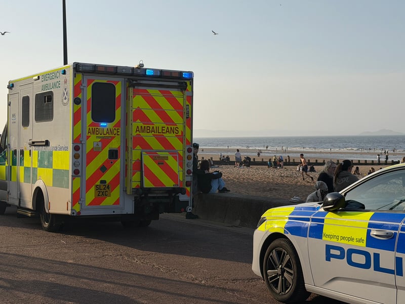 Police and ambulance units at Portobello Promenade.