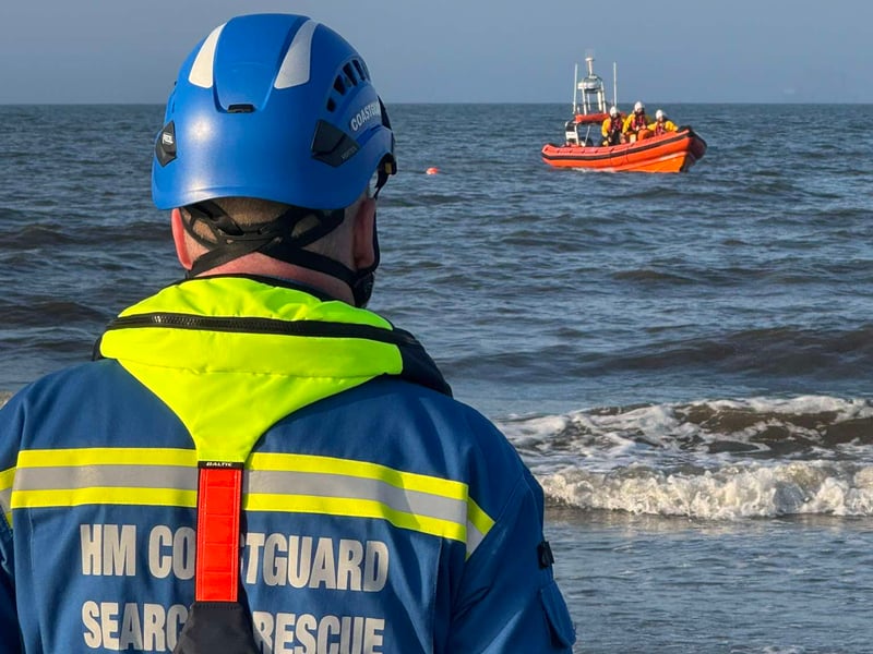 Coastguard crew at Portobello Promenade.
