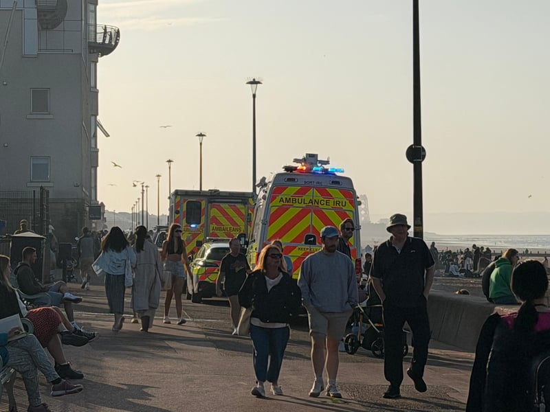 Emergency services at Portobello Promenade on Thursday evening.