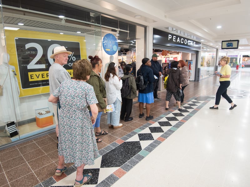 The queue for Peacocks ahead of opening