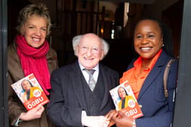 Labour leader Ivana Bacik former President Michael D Higgins and Labour Bye-Election candidate, Councillor Helen Ogbu