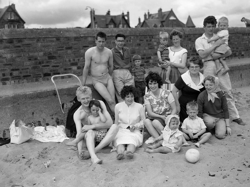 Holidaymakers at Leven Beach, in Fife, in July 1961.