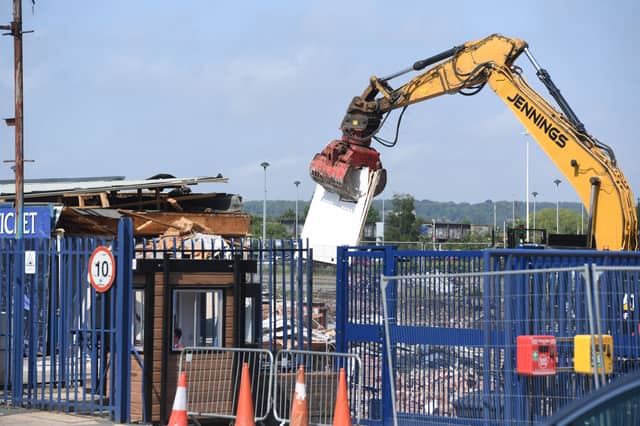 Pictures from the site show that the West Stand ticket office has been in the process of being demolished.