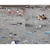 The scene on the beach at Salthill after the sunny weather