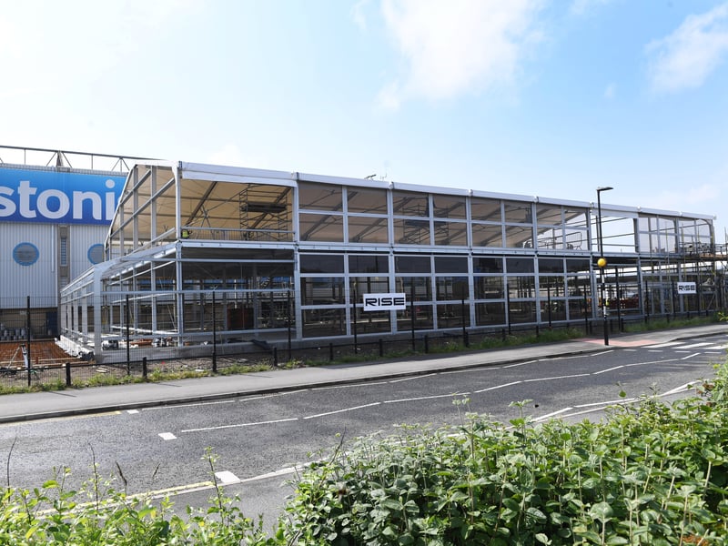 A temporary structure behind the North Stand, which is expected to host corporate facilities during the works, was already going up before the end of the season.