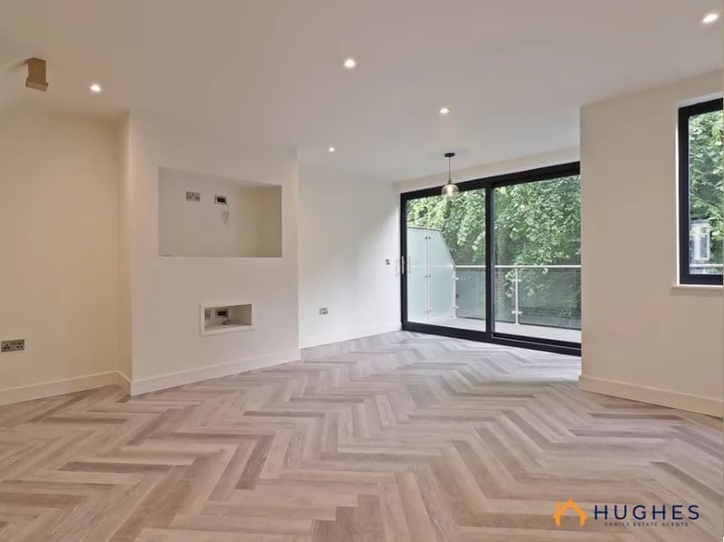 The floor plan designates this space as the master bedroom with attached sun terrace as well as a dressing room and an en-suite bathroom with shower.