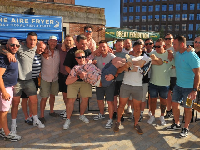 Matthew Howe celebrates his stag do with his friends from South Wales
