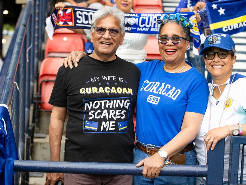 Curacao fans enjoy the atmosphere ahead of kick-off.