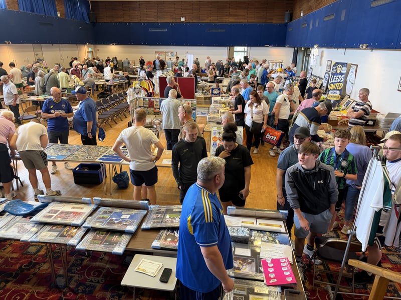 Leeds United fans of all ages visiting stalls at the fair