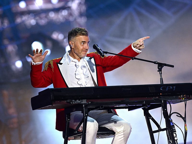 Gary Barlow of Take That performs live on stage during the "The Circus Live" stadium tour at St Mary's Stadium on May 29, 2026 in Southampton, England. (Photo by Gareth Cattermole/Getty Images for Take That)