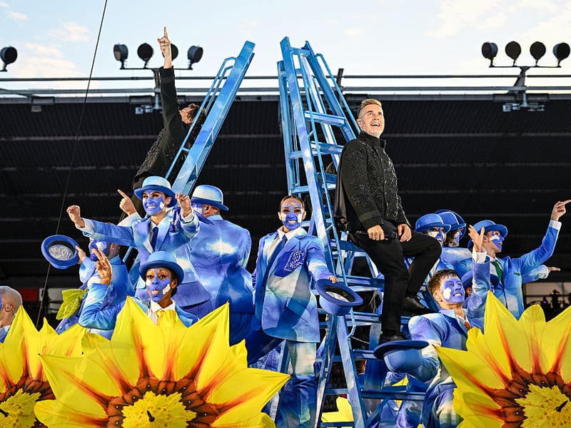 Take That perform live on stage during the "The Circus Live" stadium tour at St Mary's Stadium on May 29, 2026 in Southampton, England. (Photo by Gareth Cattermole/Getty Images for Take That)