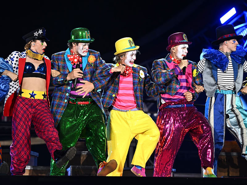 (L-R) Howard Donald, Mark Owen and Gary Barlow of Take That perform live on stage during the "The Circus Live" stadium tour at St Mary's Stadium on May 29, 2026 in Southampton, England. (Photo by Gareth Cattermole/Getty Images for Take That)