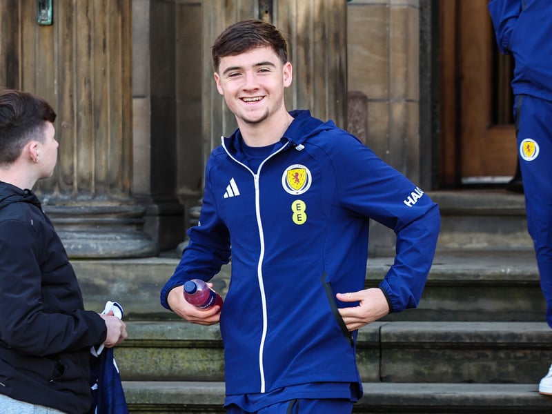 Findlay Curtis, now the second youngest member of the Scotland squad, departs for Glasgow Airport from Blythswood Square Hotel.