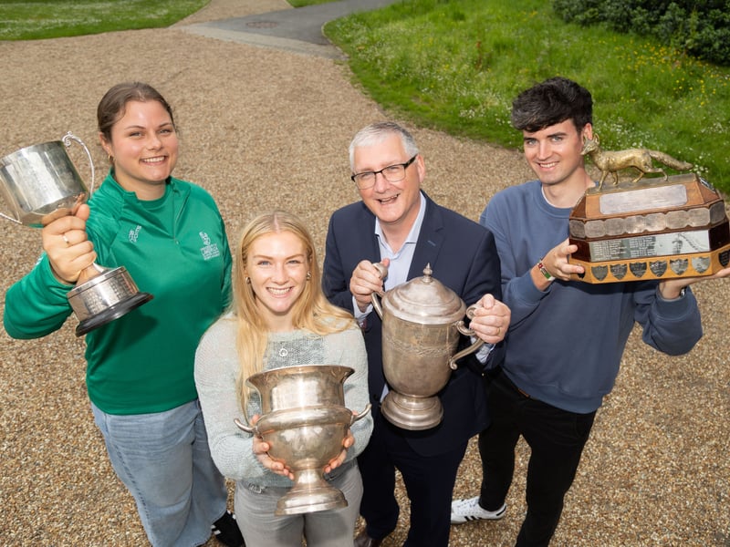 Katryna Pacerinskaite, Jenny Sawyer and Mark Hanrahan with UL President Professor Shane Kilcommins