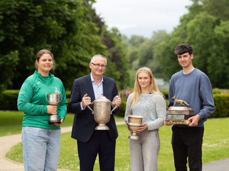 Katryna Pacerinskaite, Jenny Sawyer and Mark Hanrahan with UL President Professor Shane Kilcommins