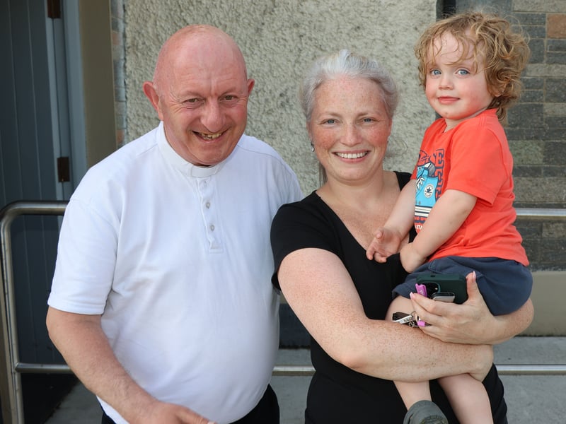 Mary and Oisin Lynch, Athea with Fr John Keane