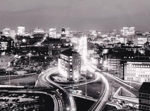 Leeds city centre at night in October 1996.