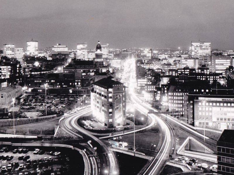 Leeds city centre at night in October 1996.