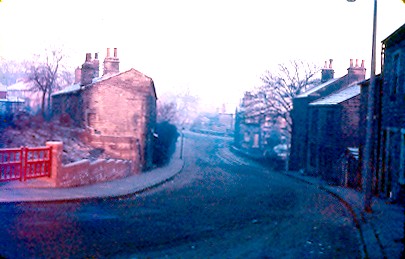 Bell Lane looking towards Broad Lane, seen from Upper Daisy Hill in December 1959.