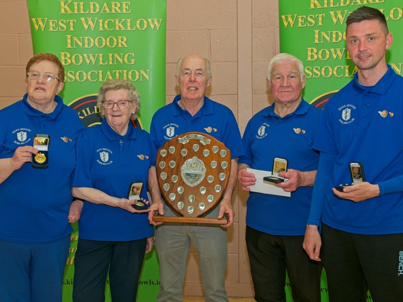 Winners: Ned Byrne Shield, Breda Cross, Ann Lally, Paddy Maher, Mick Brophy and Jason McCormack, of Naas Bowls Club