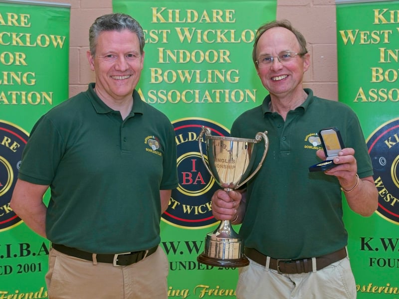 Mens Open Singles runner-up: Angus McDonogh and winner Edward Lawrence, of Baltinglass / Kiltegan.