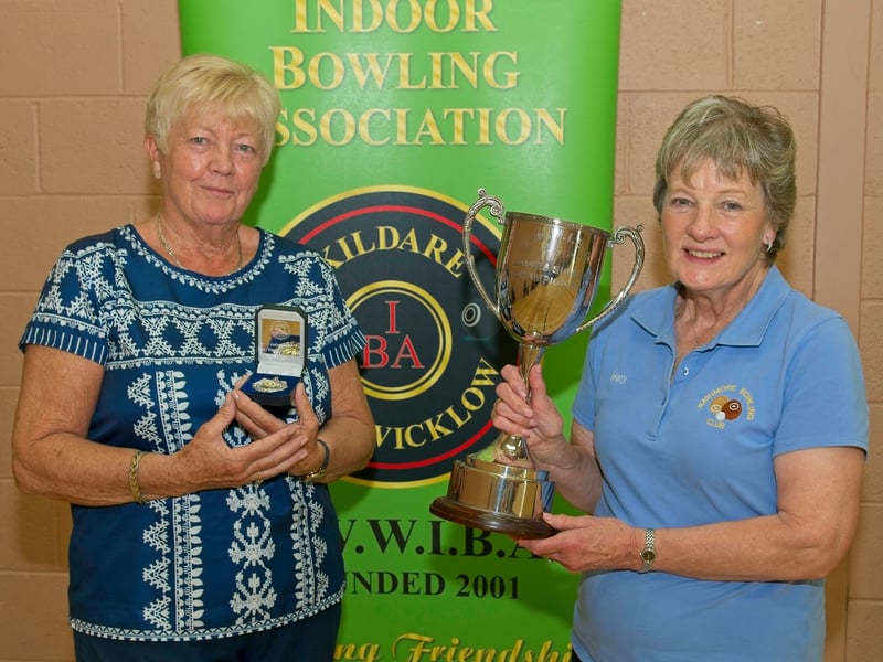 Ladies Singles runner-up Bernie McIntyre with winner Mary Corrigan of Rathmore.