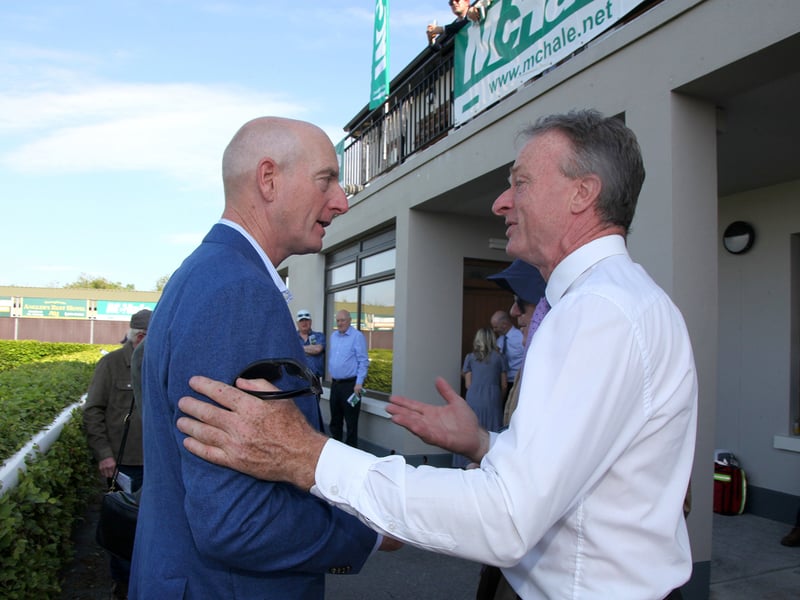 At Ballinrobe Races, pictured was racecourse manager John Flannelly speaking with golferJim Furyk.      